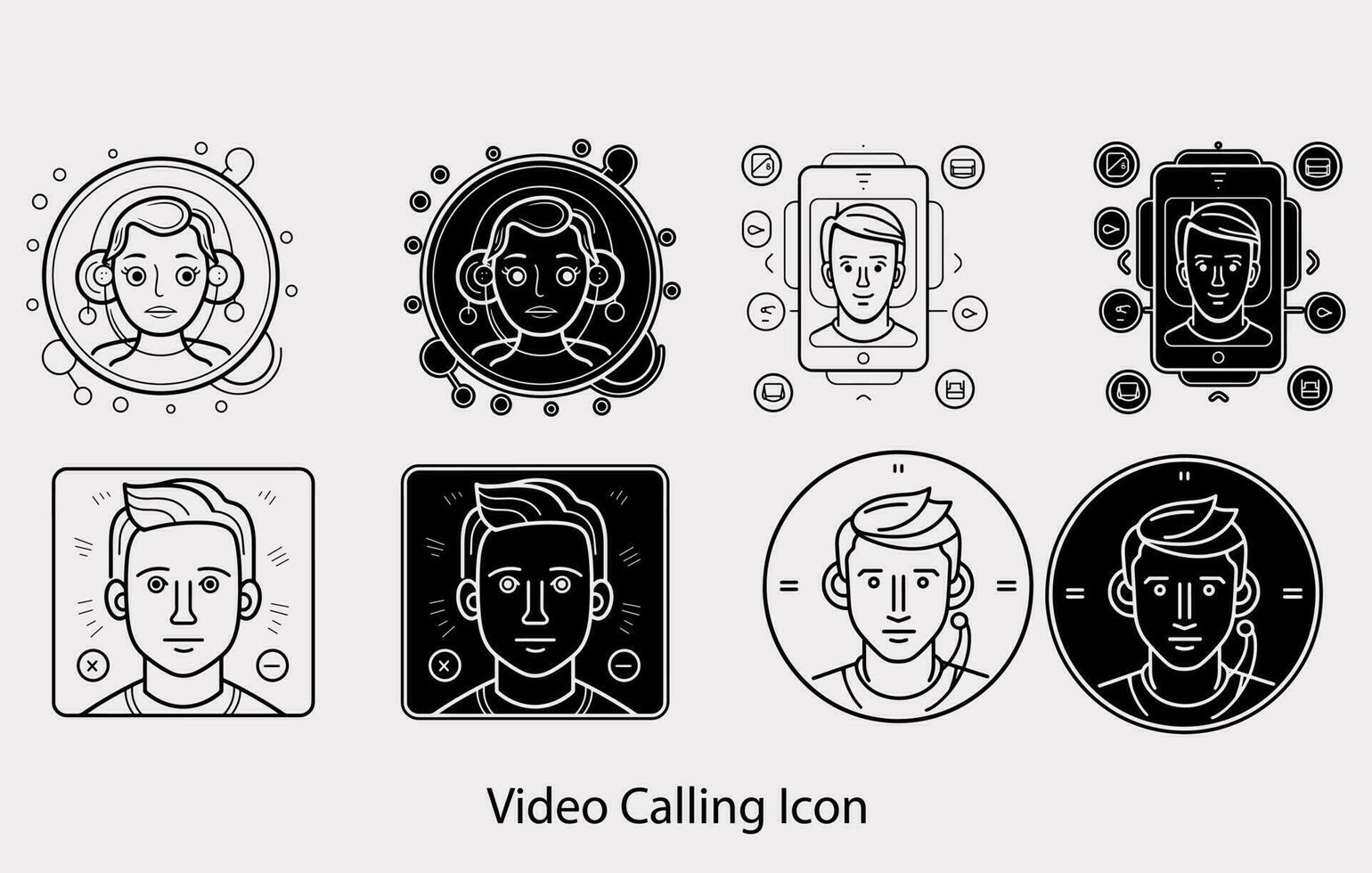 Video Berufung Symbol Gliederung Stil einfach einstellen von Video Konferenz verbunden Vektor Linie Symbole, Videoanruf Linie Symbol. minimal Vektor Illustration, einfach Gliederung Symbole