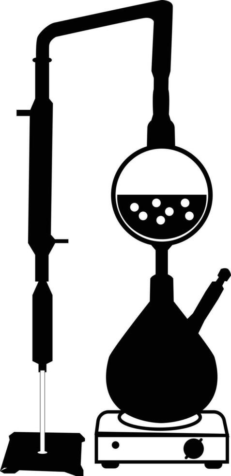 Destillation Kit Symbol. chemisch Labor unterzeichnen. Labor Glaswaren Symbol. eben Stil. vektor