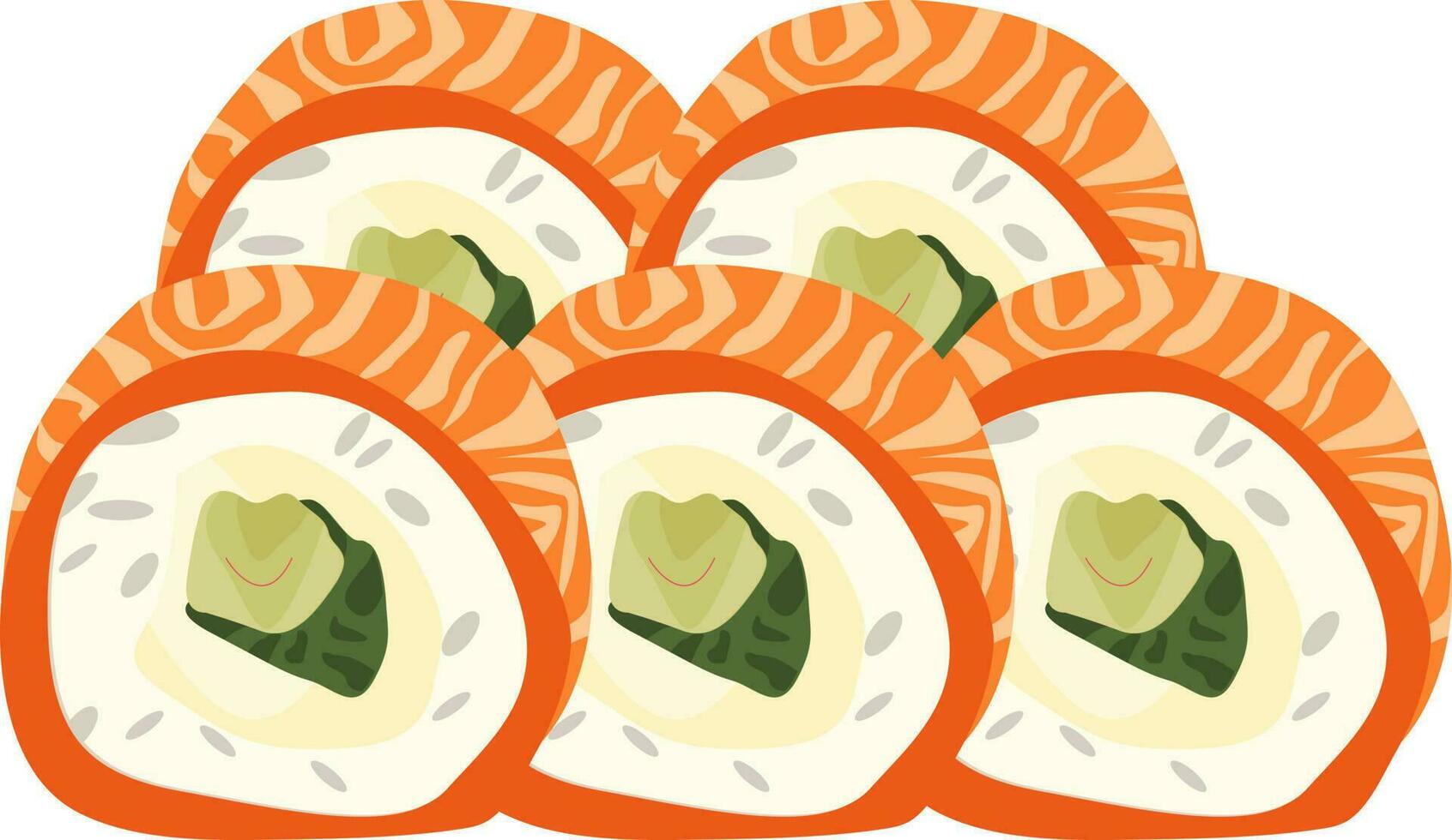 einstellen von Rollen mit Lachs klassisch Vektor Illustration Essen Sushi