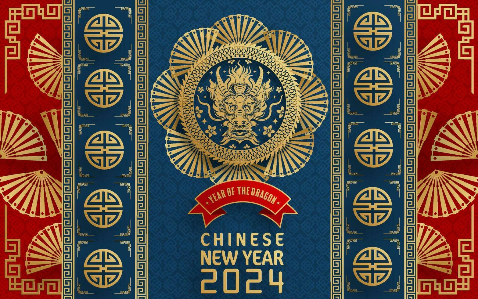 Lycklig kinesisk ny år 2024 år av de kinesisk drake zodiaken vektor
