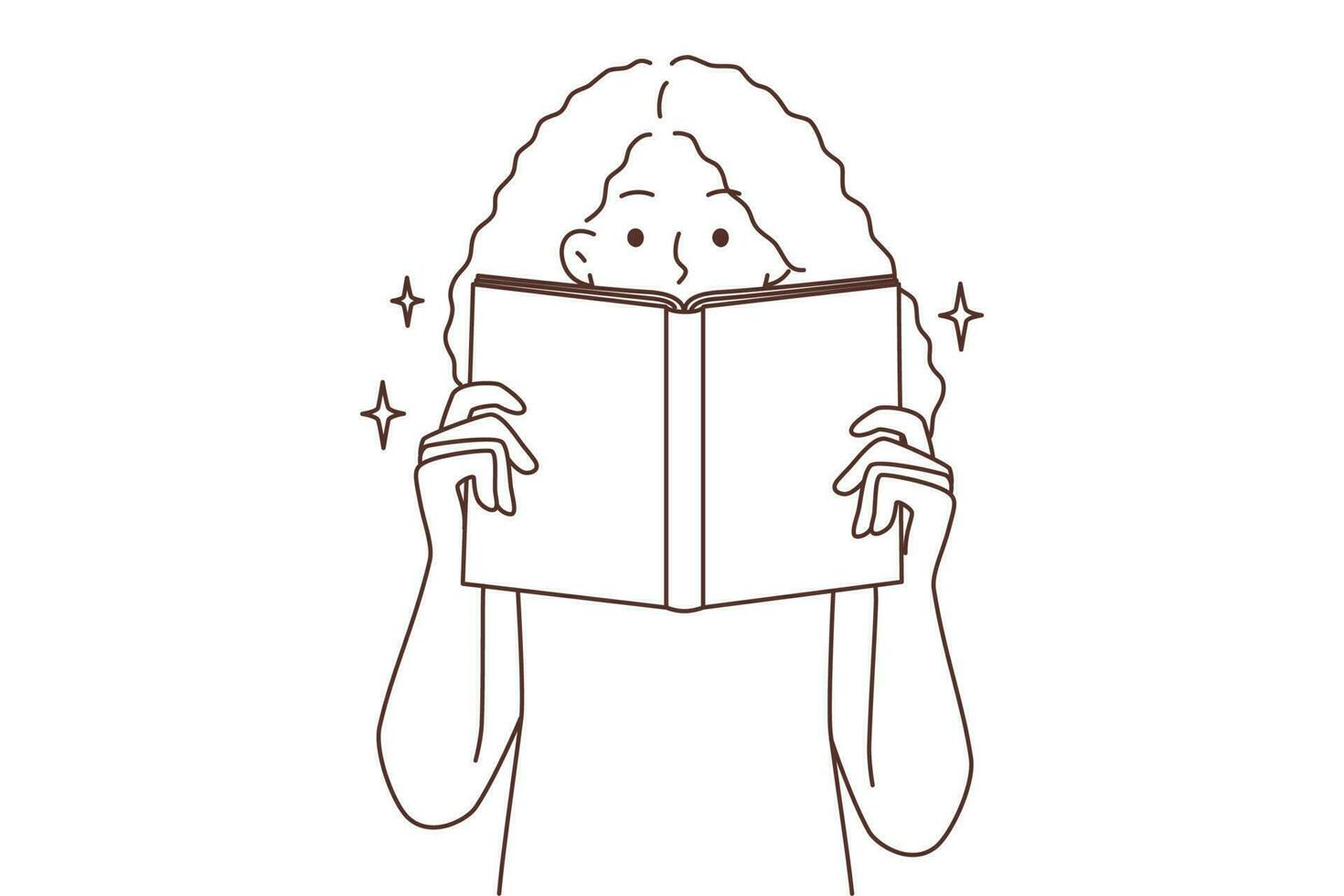 tonåring unge med bok njut av läsning. flicka engagerad i litteratur. bokmal och läsare hobby. kunskap och intelligens. vektor illustration.