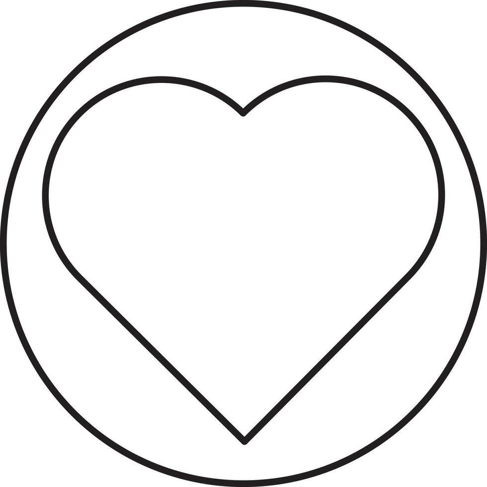 svart linjär stil hjärta cirkel ikon. vektor