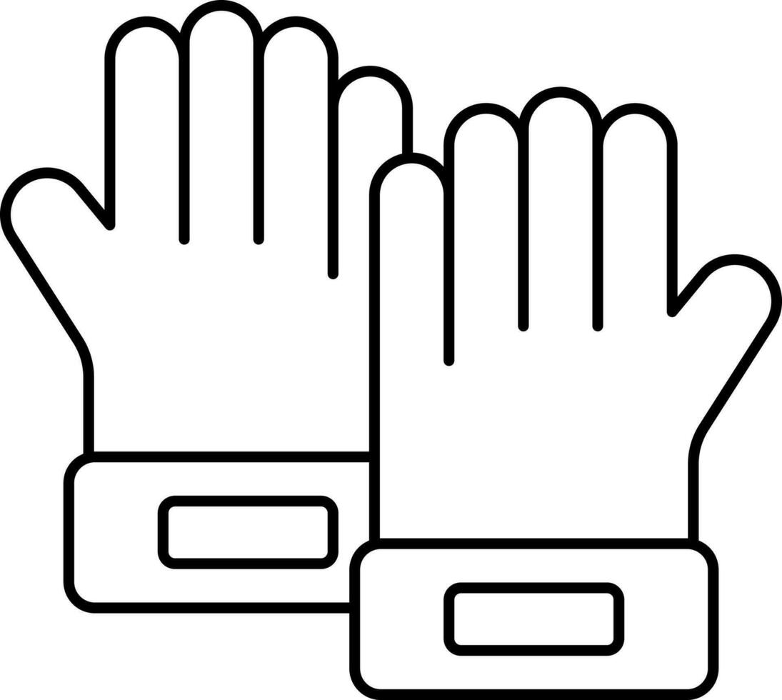 Illustration von Handschuhe Symbol im schwarz dünn Linie Kunst. vektor