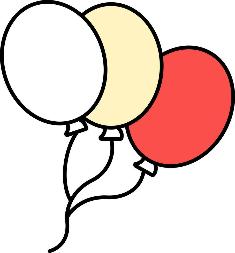 eben Illustration von tri Farbe Luftballons fliegen Symbol. vektor