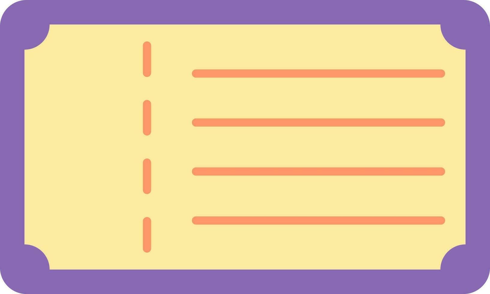 Fahrkarte Symbol im lila und Gelb Farbe. vektor