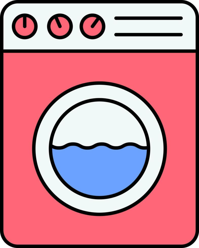 Waschen Maschine Symbol im rot und Weiß Farbe. vektor