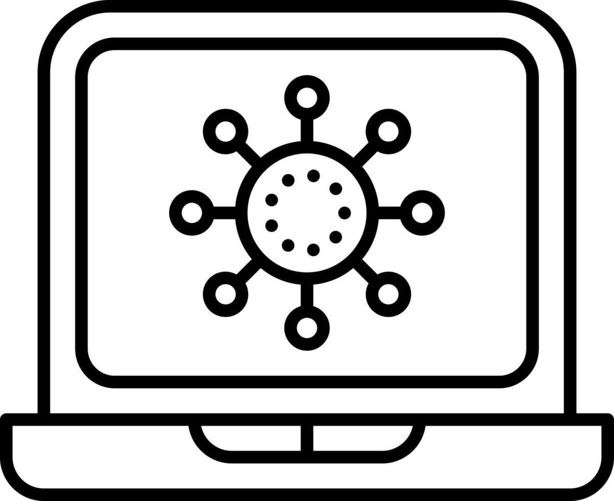 linear Stil Netzwerk Verbindung im Laptop Symbol. vektor