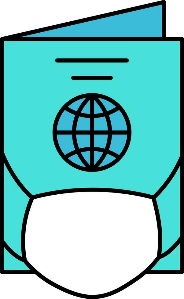 Maske tragen global Botschaft Karte Blau und Weiß Symbol. vektor