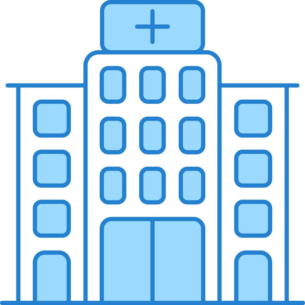 Blau und Weiß Krankenhaus Gebäude Symbol. vektor