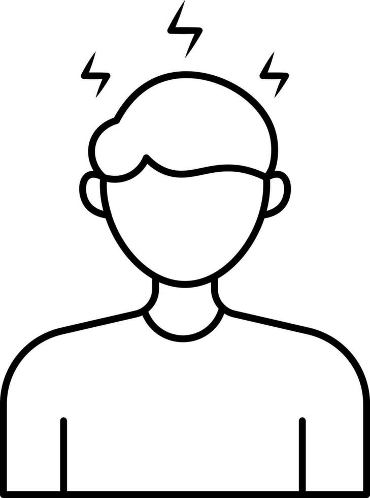 svart stroke illustration av huvudvärk man ikon. vektor