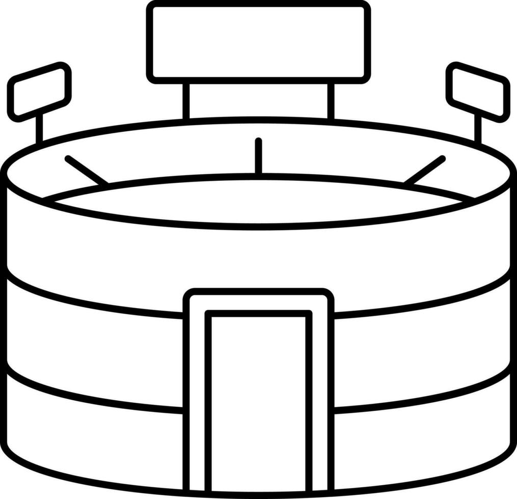 svart linjär stil stadion ikon i linje konst. vektor