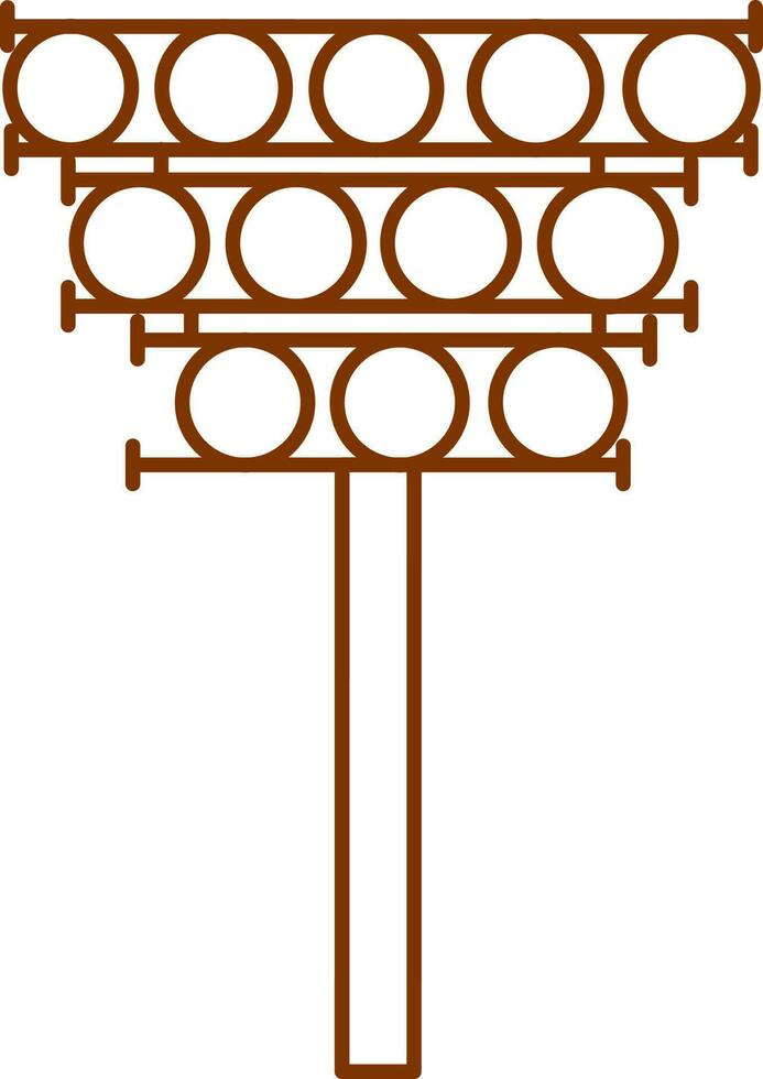 isoliert Stadion Licht Pole Symbol im braun Schlaganfall Stil. vektor