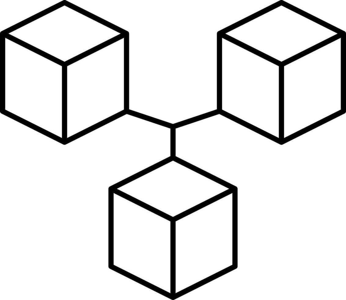 svart linjär av blockchain ikon eller symbol. vektor