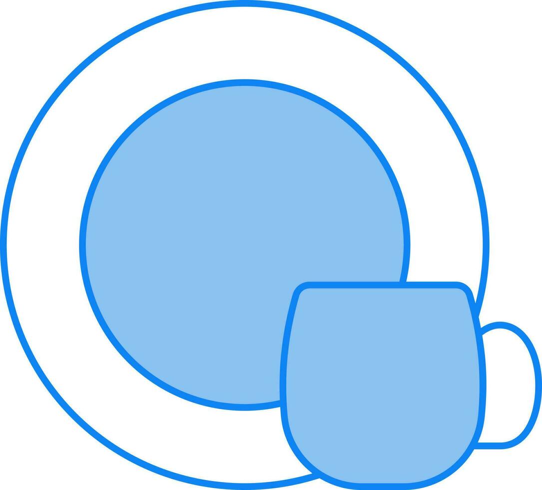 tallrik och kopp ikon i blå och vit Färg. vektor