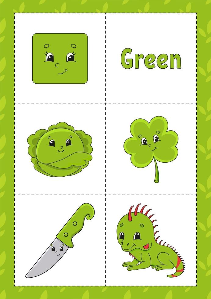 Lernfarben Karteikarte für Kinder - grün vektor