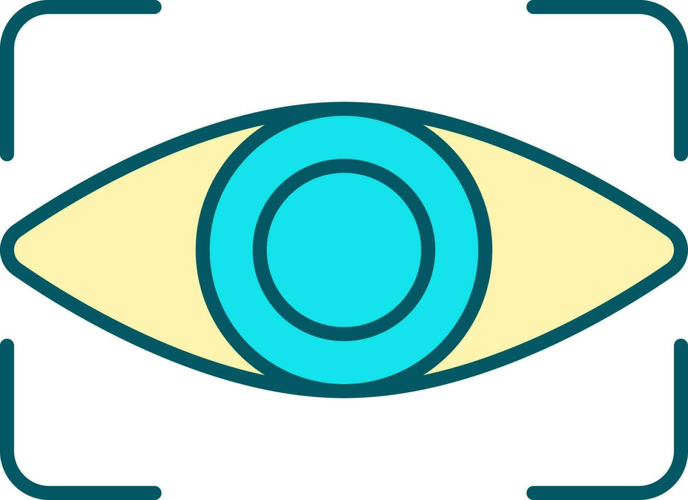 Türkis und Gelb Auge Scan Symbol im eben Stil. vektor