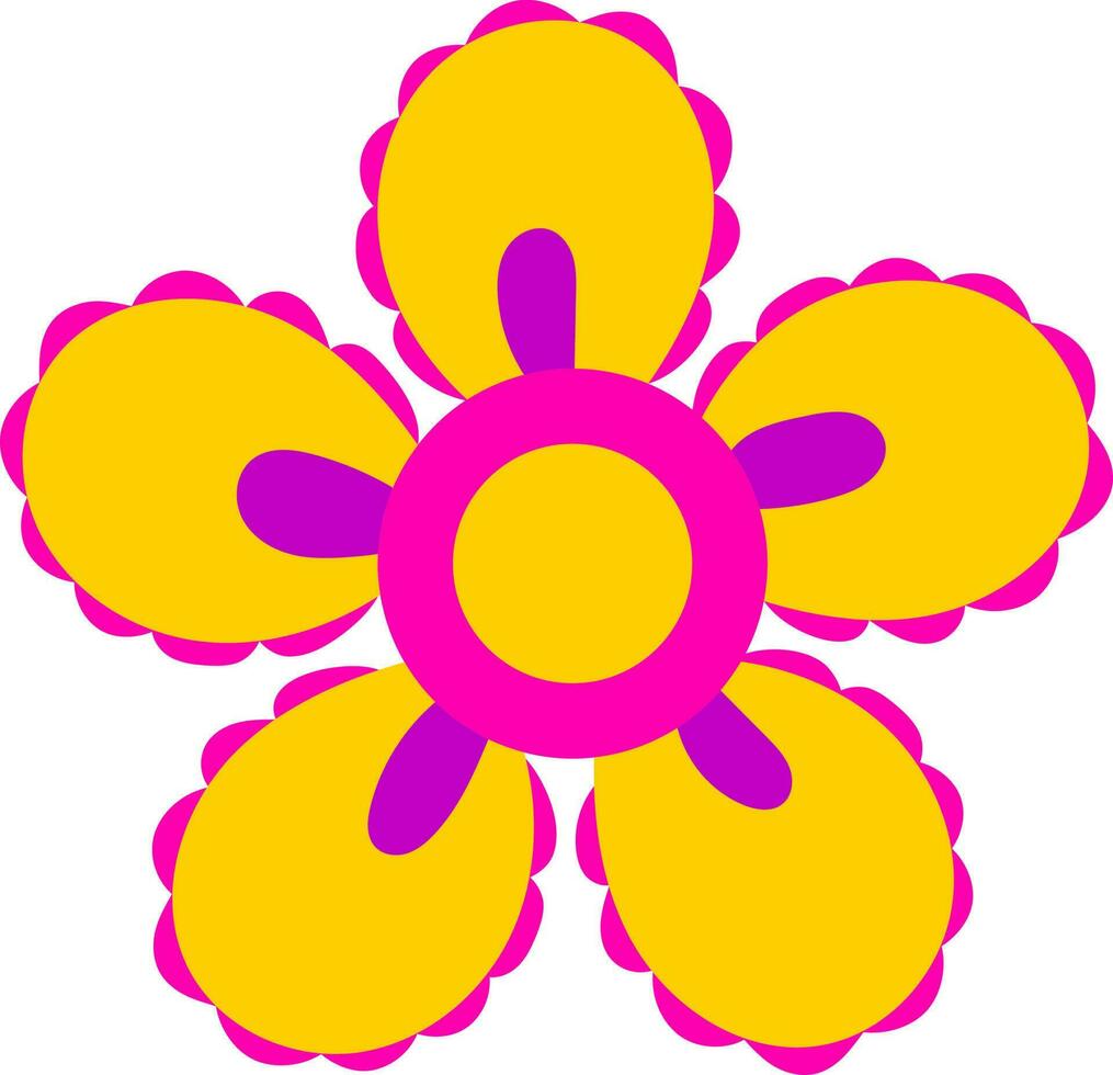 rosa och gul skön blomma platt ikon. vektor