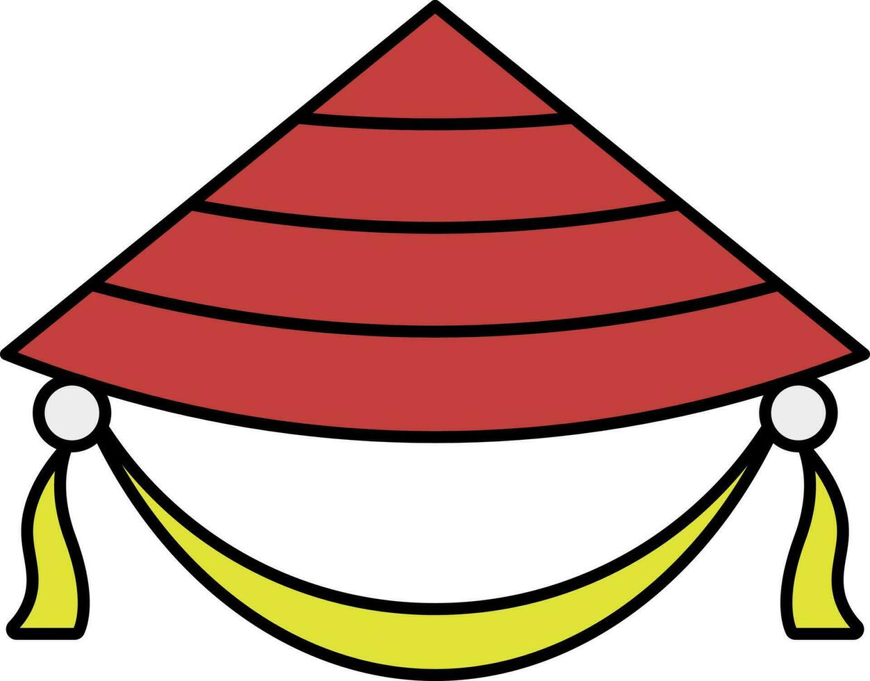 rot und Gelb konisch Hut Symbol oder Symbol. vektor