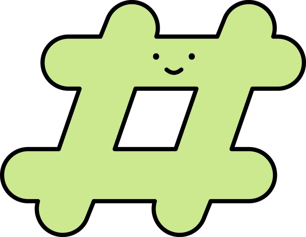 hashtag leende ikon eller symbol i grön Färg. vektor