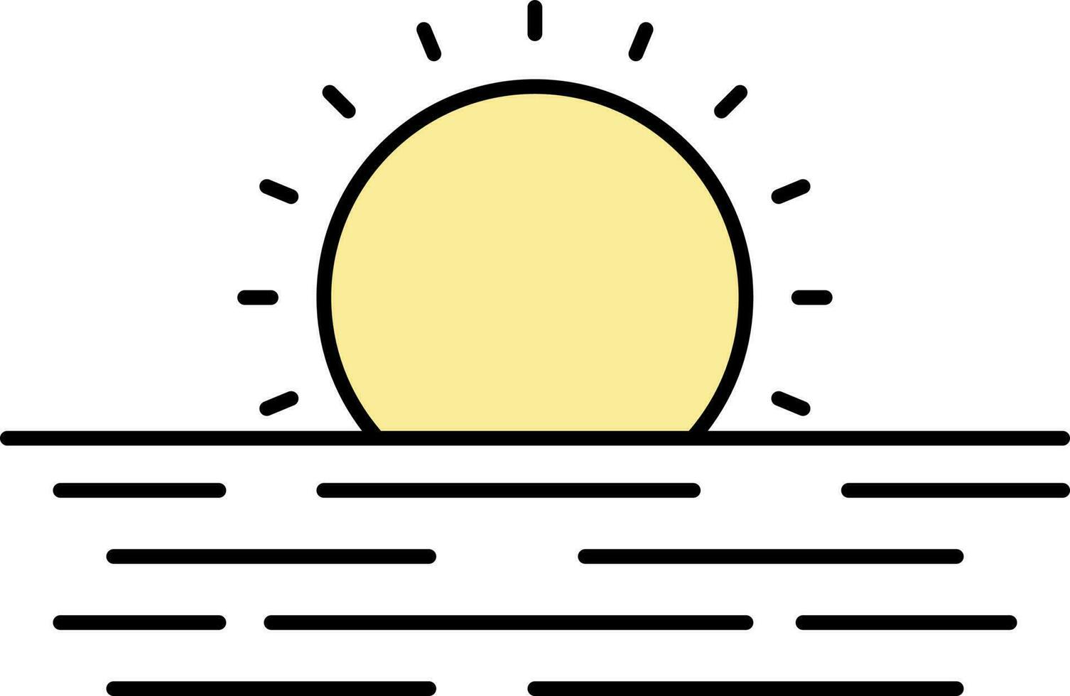 Sonne einstellen oder Sonne erhebt euch Symbol im eben Stil. vektor