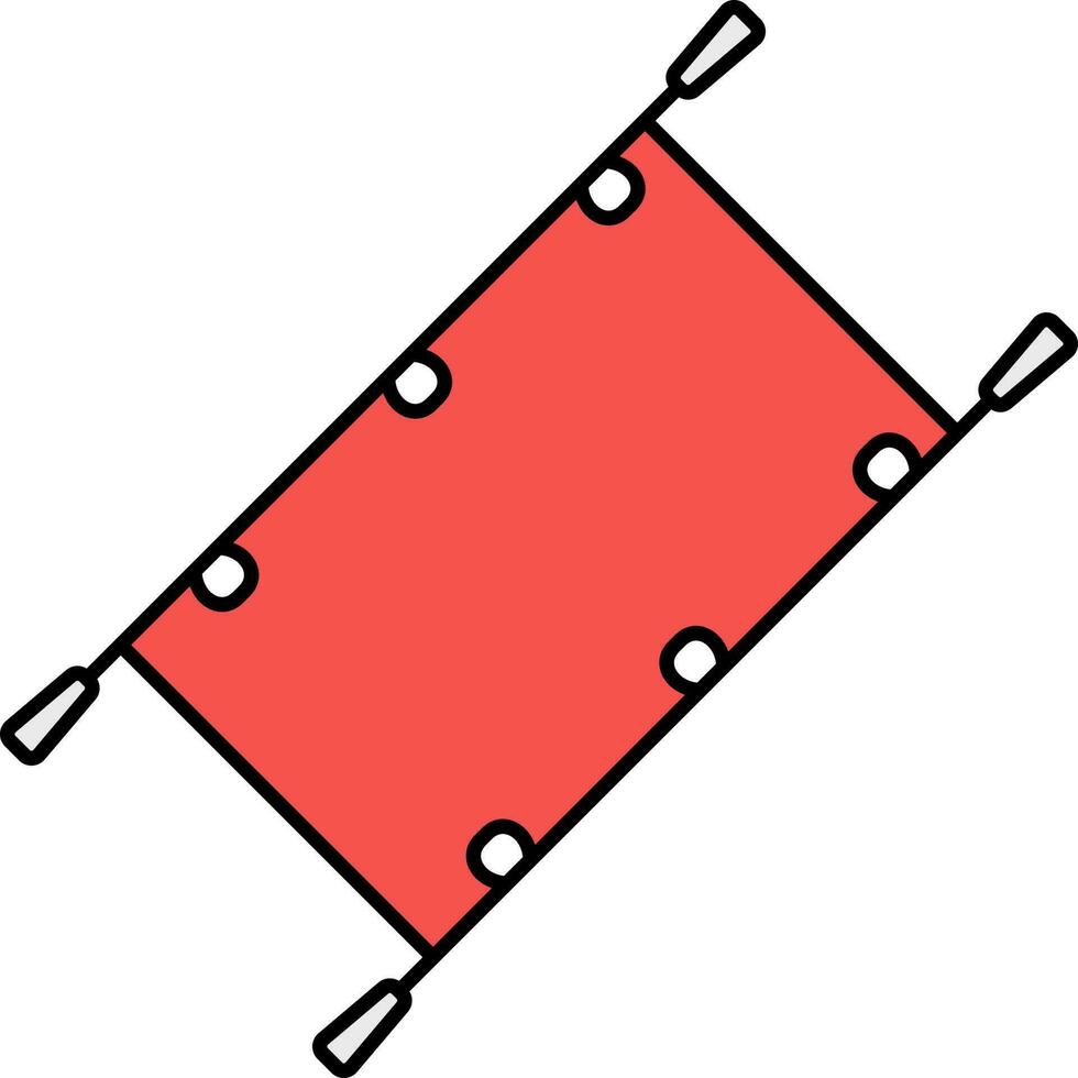 falten Bahre Symbol im grau und rot Farbe. vektor