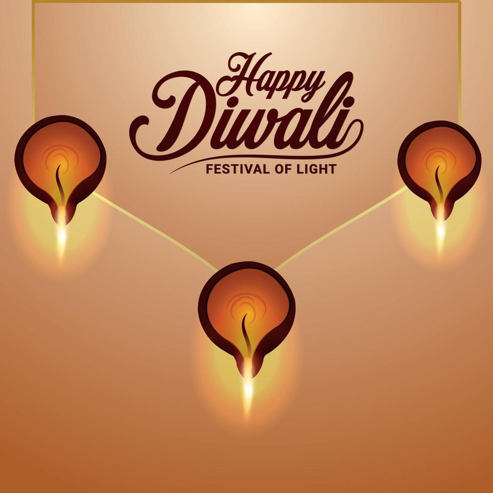 glückliches diwali Festival von Indien Grußkarte mit diwali Öl diya vektor