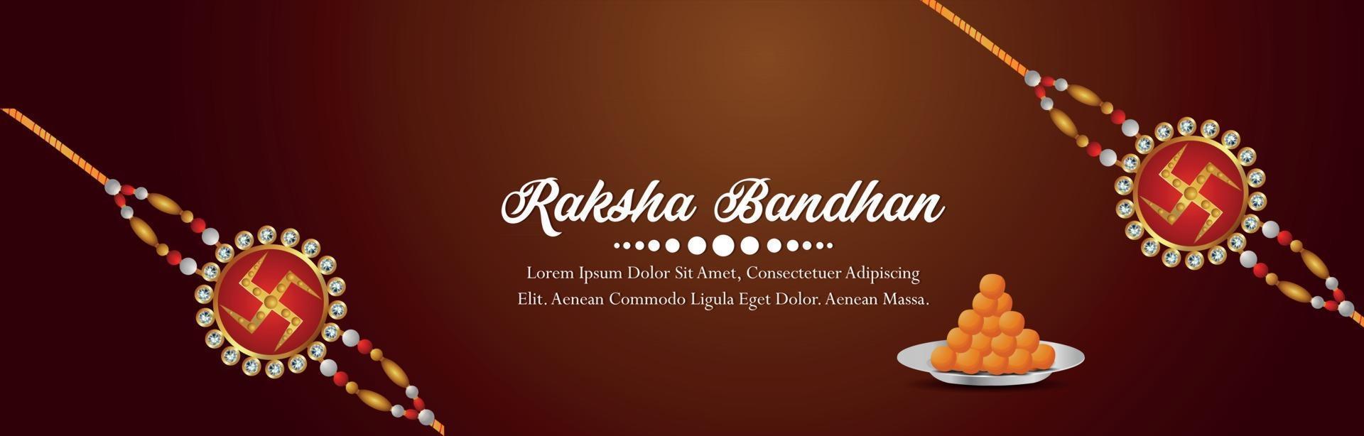 glückliches Raksha Bandhan Einladungsbanner mit kreativem Rakhi vektor