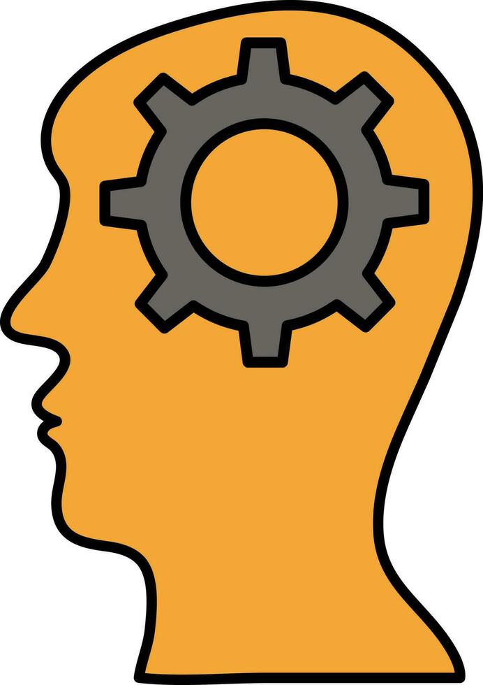 kugghjul i mänsklig huvud orange och grå ikon. vektor