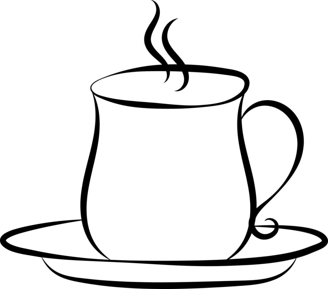 heiß Tee oder Kaffee Tasse auf Teller Hand gezeichnet Symbol. vektor