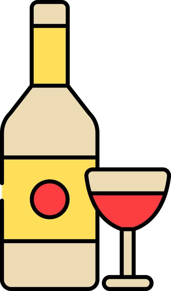vin flaska med cocktail glas röd och gul ikon. vektor