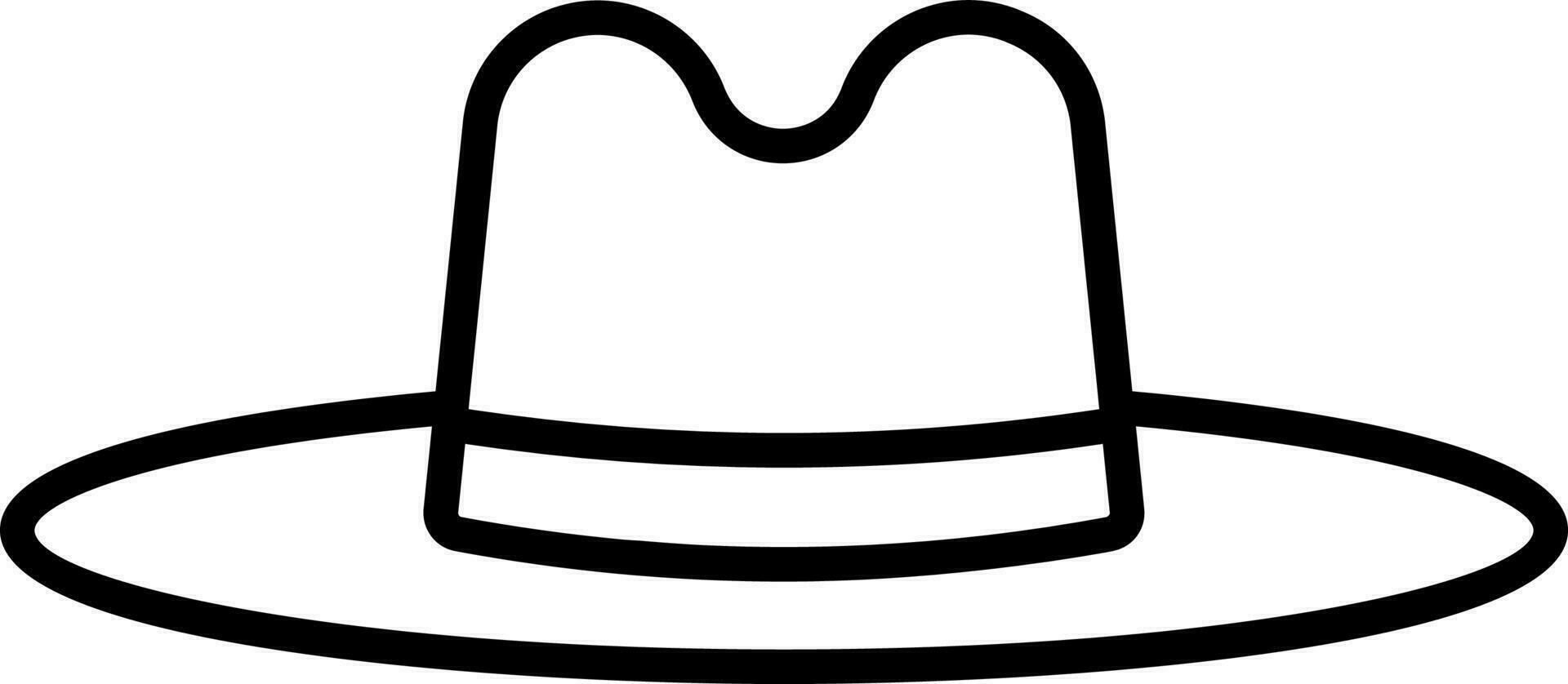 svart linjär stil fedora hatt platt ikon. vektor