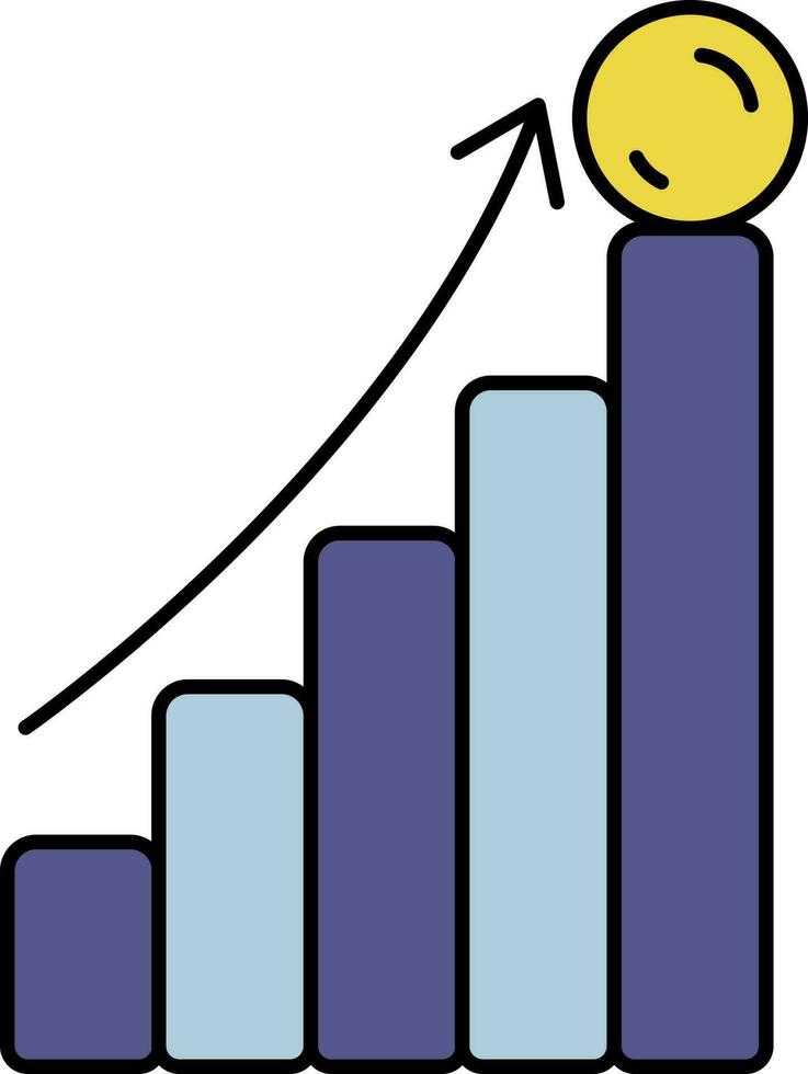 wachsend Geld Münze Bar Graph Symbol im Gelb und Blau Farbe. vektor