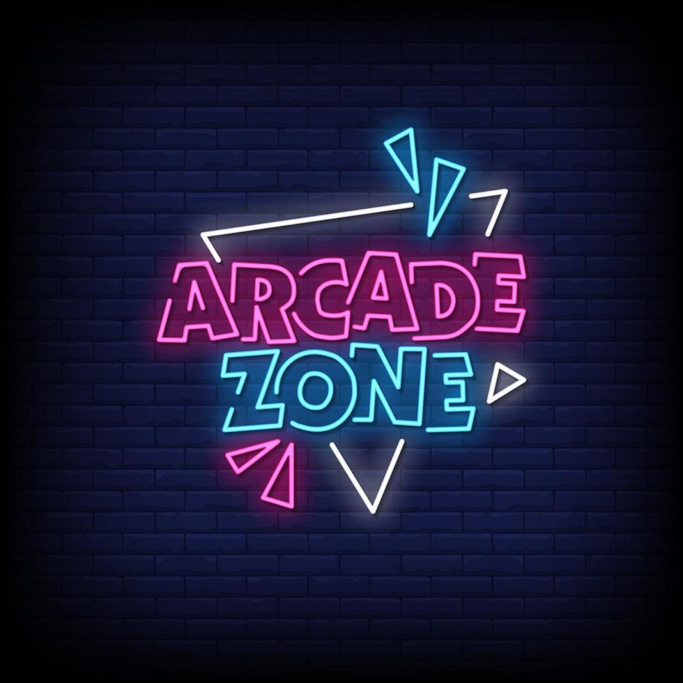 Arcade Zone Leuchtreklamen Stil Text Vektor