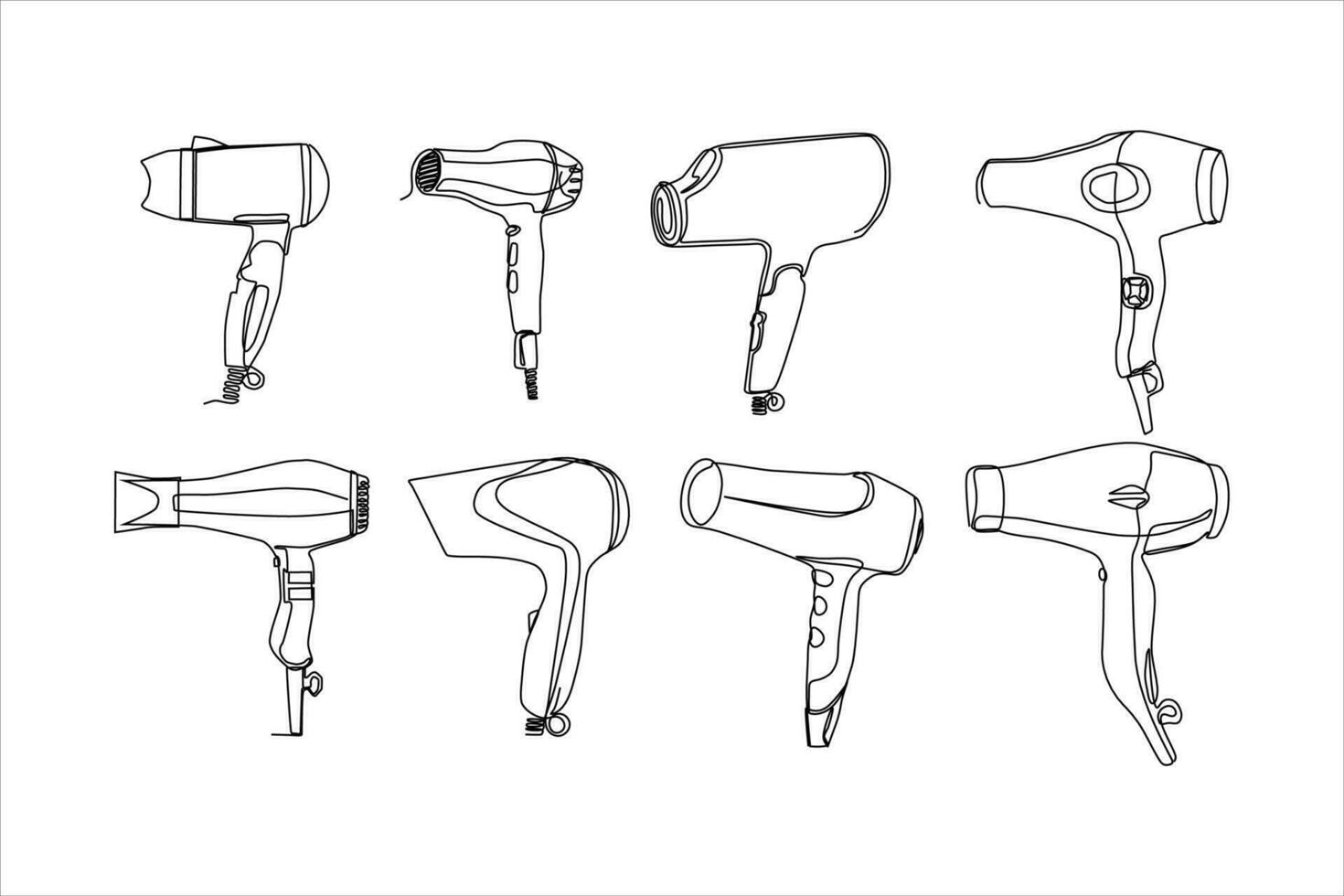 hår torktumlare kontinuerlig linje konst vektor illustration