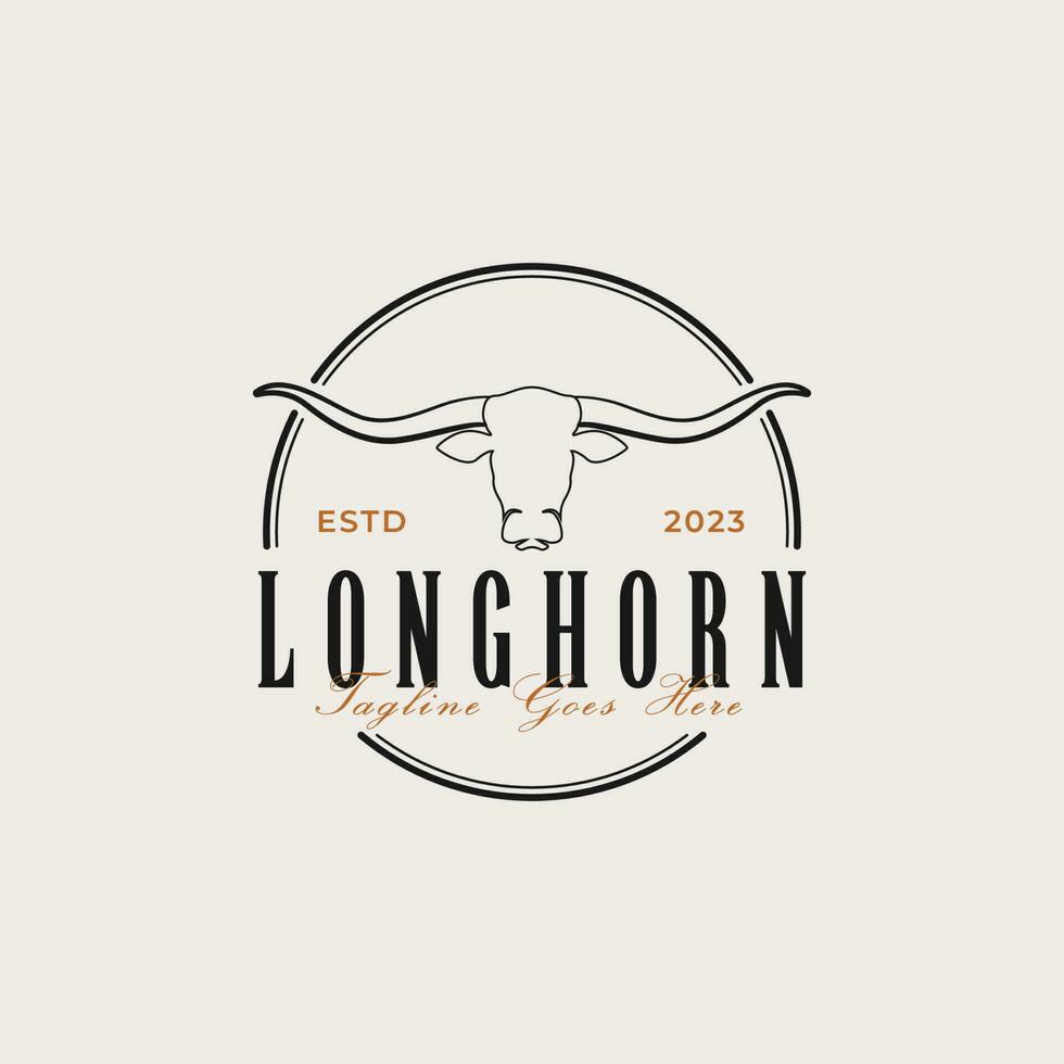 kreativ Jahrgang Texas Longhorn Land Western Logo Design Konzept Illustration Idee vektor