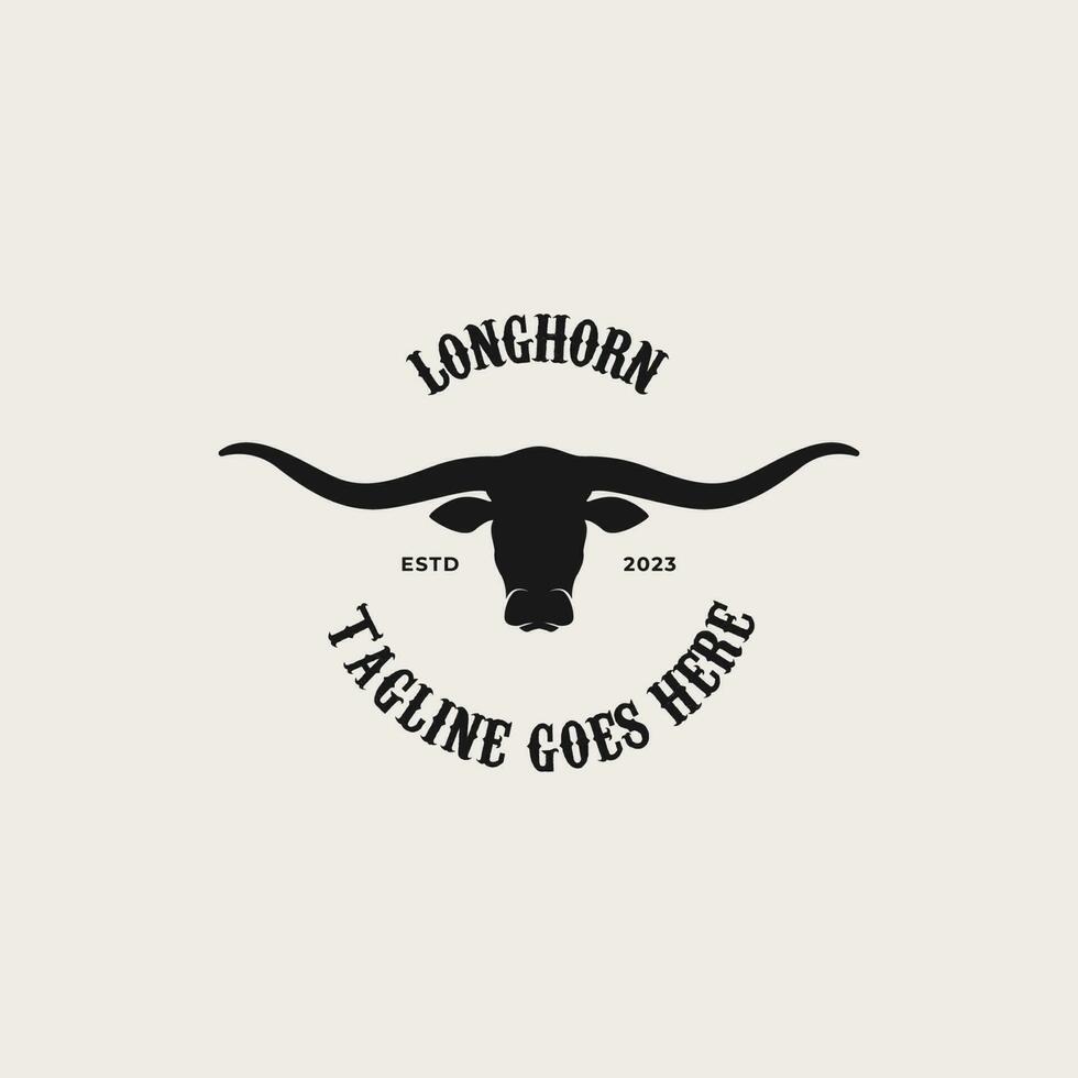 kreativ årgång texas longhorn Land Västra logotyp design begrepp illustration aning vektor