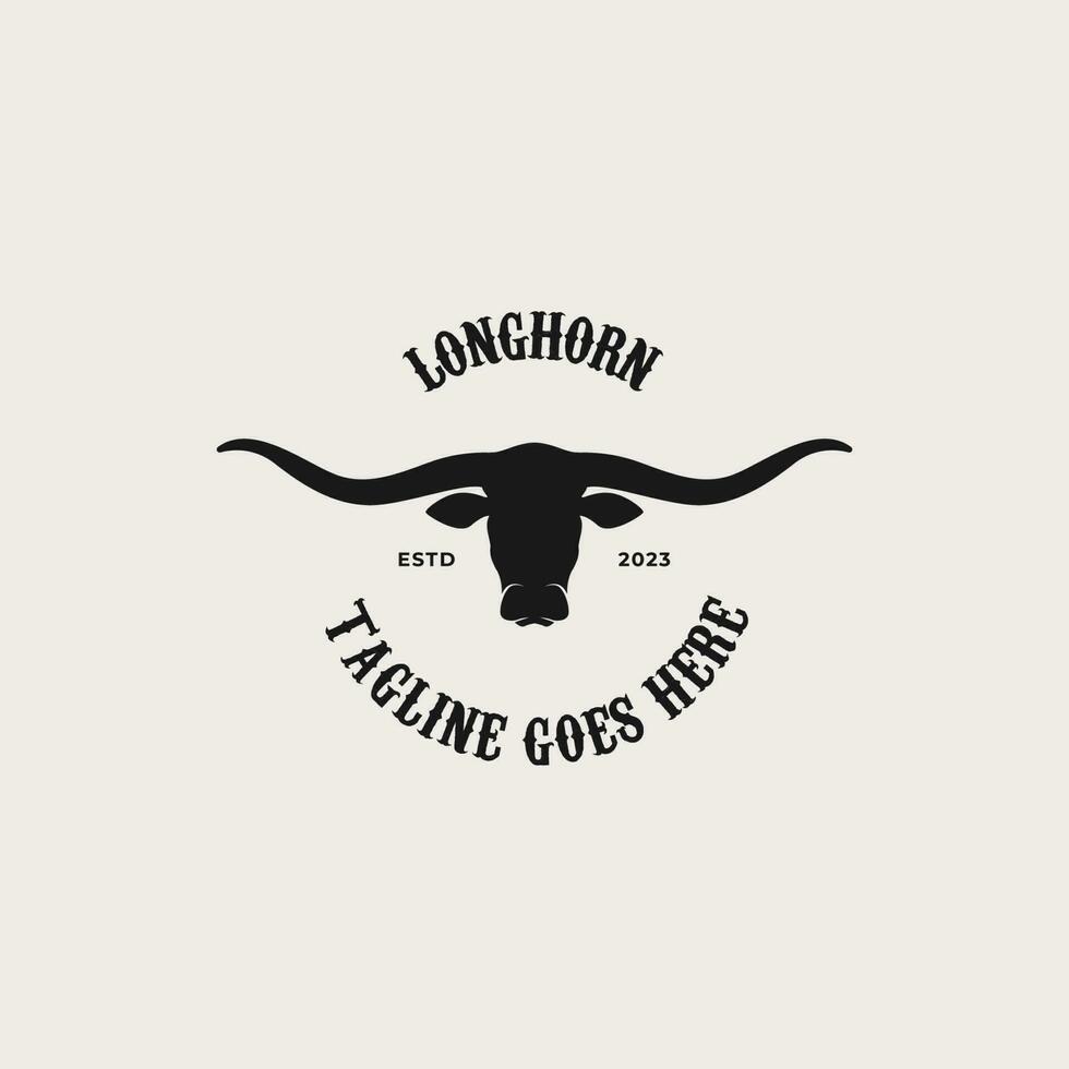 kreativ Jahrgang Texas Longhorn Land Western Logo Design Konzept Illustration Idee vektor