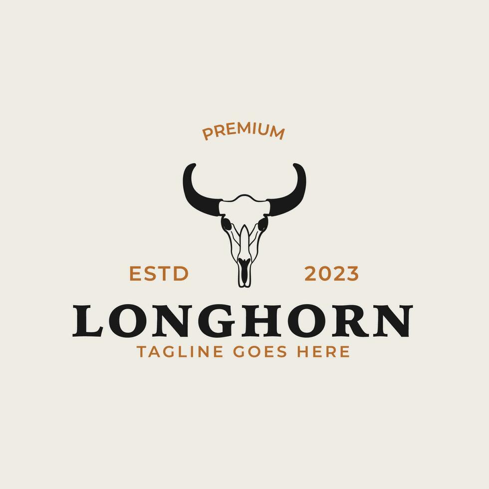 kreativ årgång texas longhorn Land Västra logotyp design begrepp illustration aning vektor