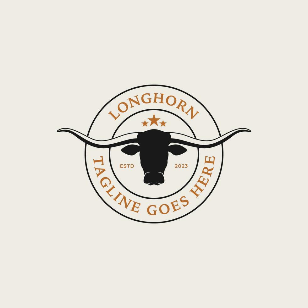 kreativ Jahrgang Texas Longhorn Land Western Logo Design Konzept Illustration Idee vektor