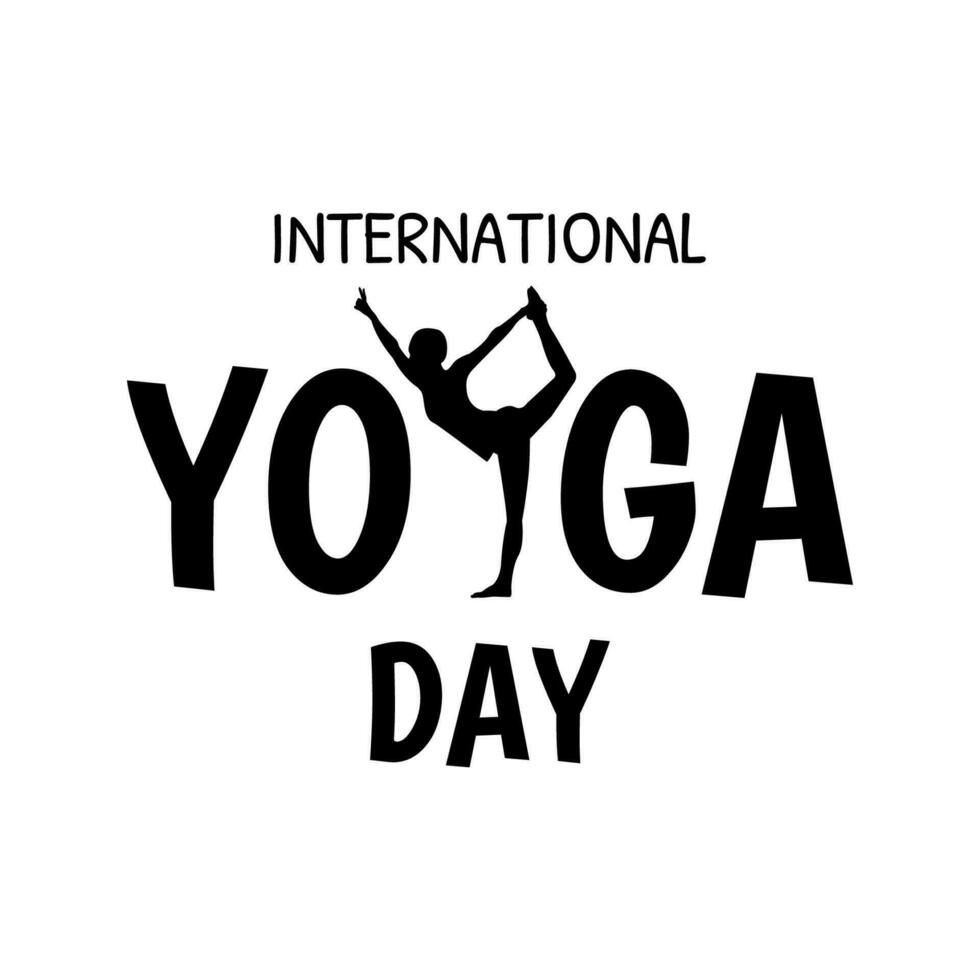 International Yoga Tag. Yoga Typografie Wörter. Zitat zum T-Shirt Design, Poster, usw. Vektor Illustration.