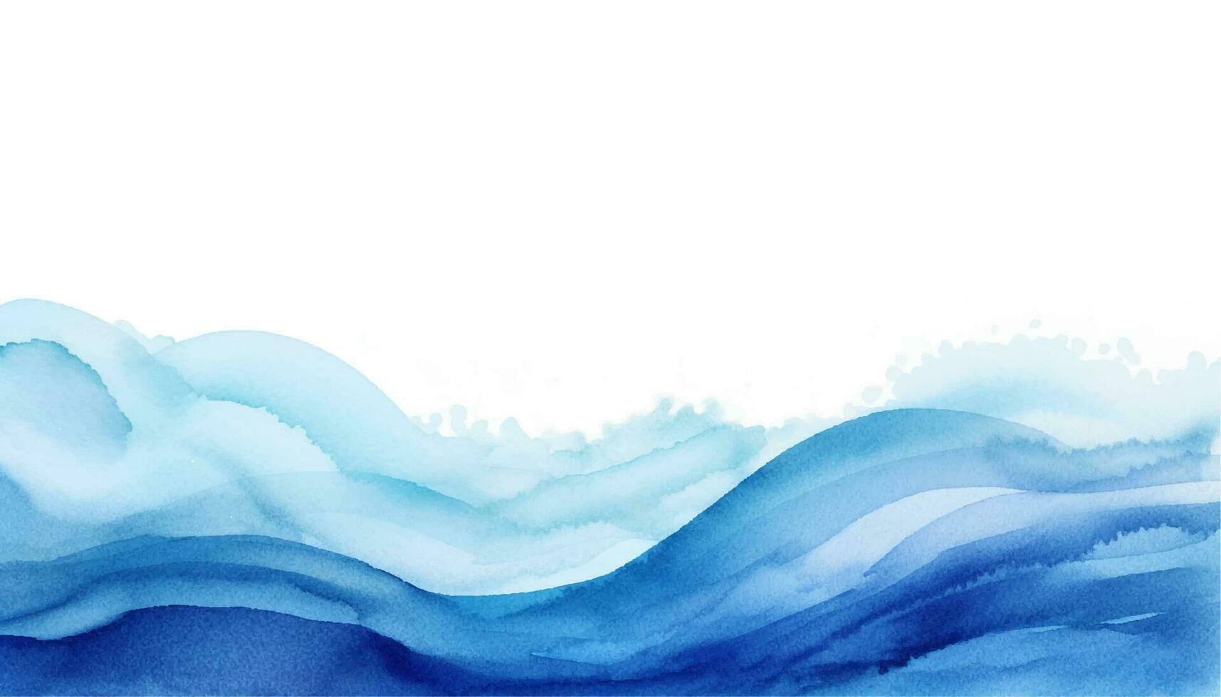 abstrakt Blau Aquarell Wellen Hintergrund. Aquarell Textur. Vektor Illustration.