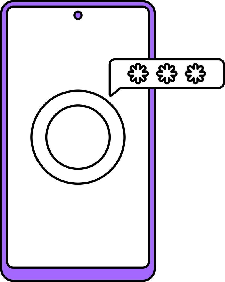 lila och vit Färg uppkopplad bank Lösenord ikon i smartphone. vektor