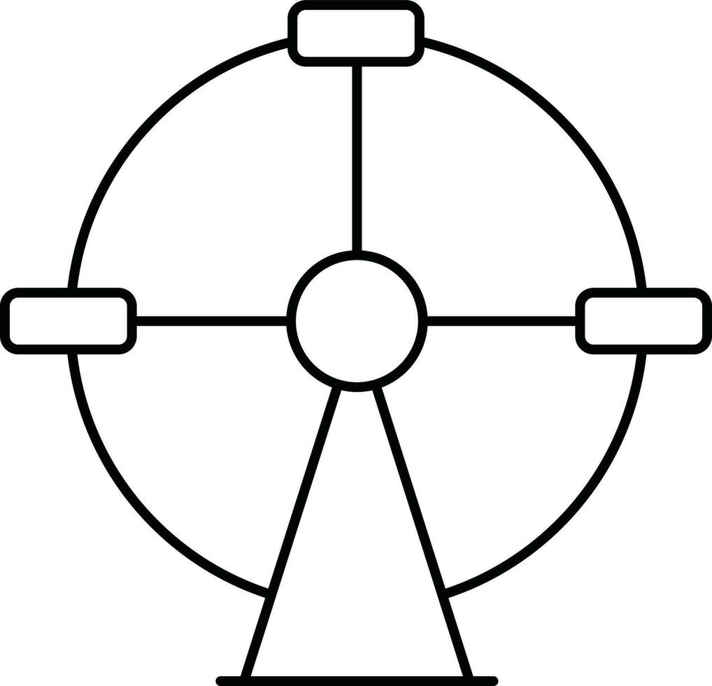 ferris hjul ikon i svart linje konst. vektor