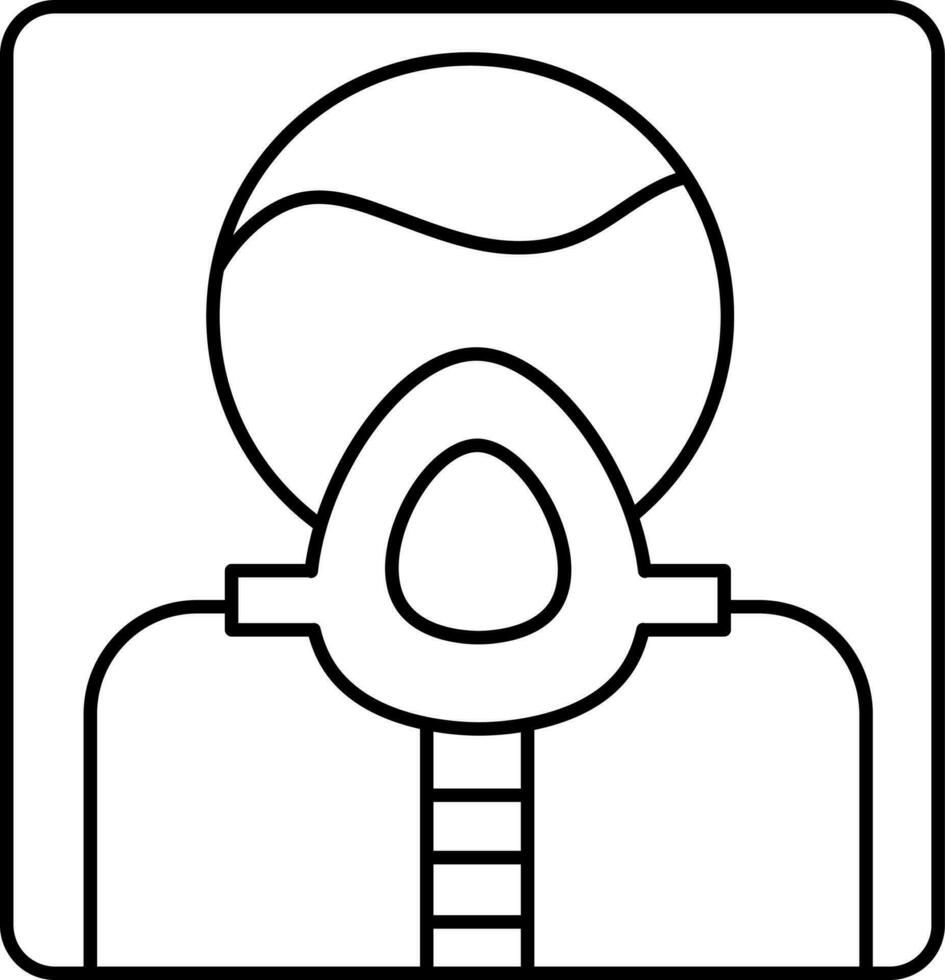 nebulisator syre mask för astmatiker ikon i svart linje konst. vektor