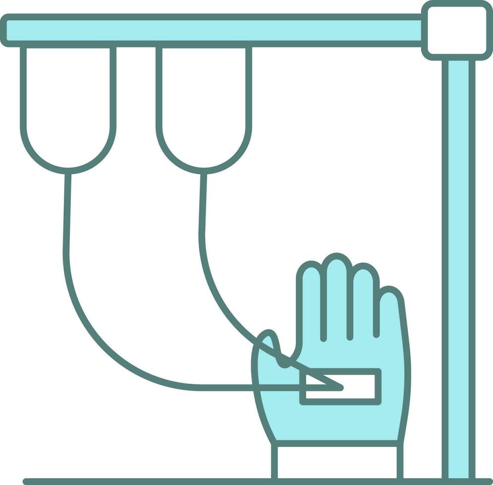 hand blod transfusion ikon i blå och vit Färg. vektor