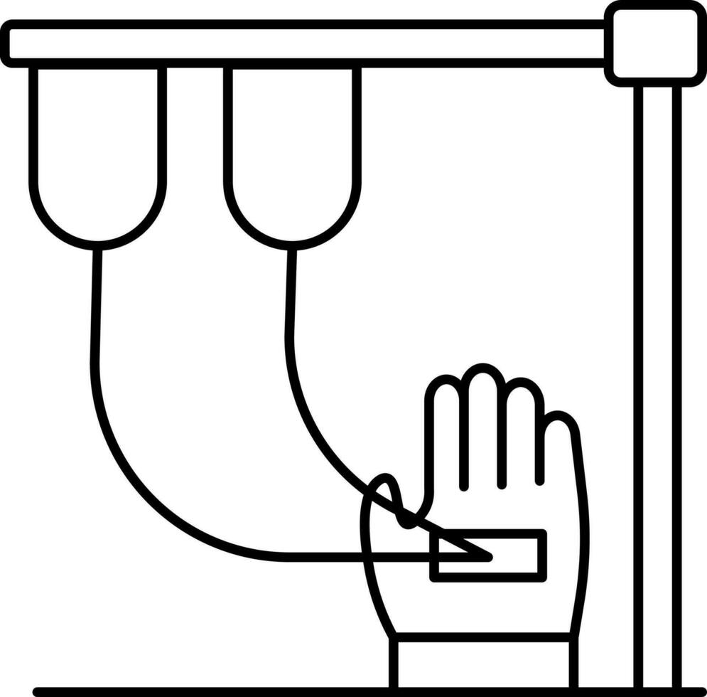 Hand Blut Transfusion Symbol im schwarz Umriss. vektor