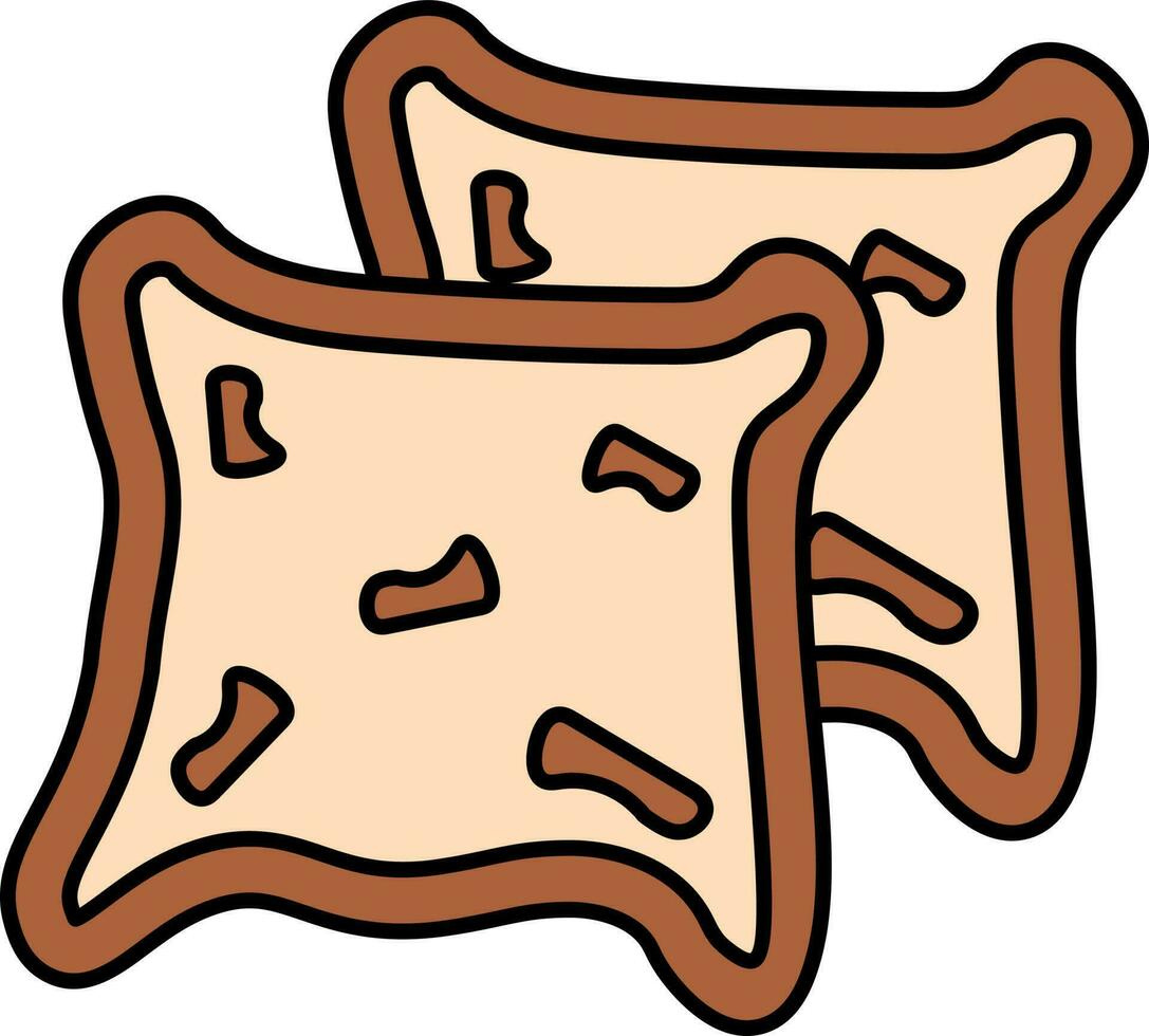 zwei Scheibe von Brot Symbol im braun und Pfirsich Farbe. vektor