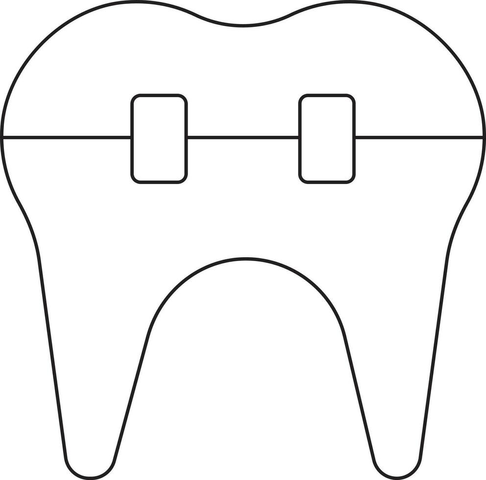 Zähne Hosenträger Symbol im schwarz Linie Kunst. vektor