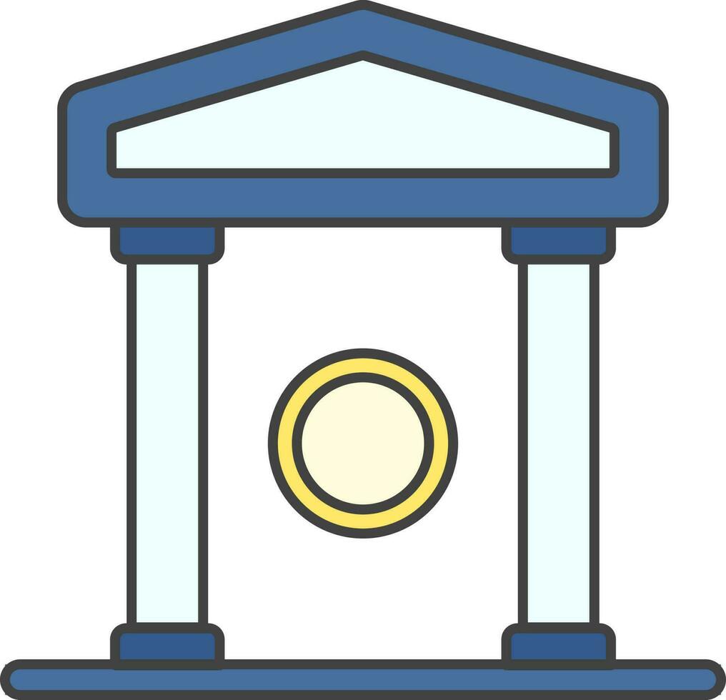 Illustration von Bank Symbol im Blau und Gelb Farbe. vektor