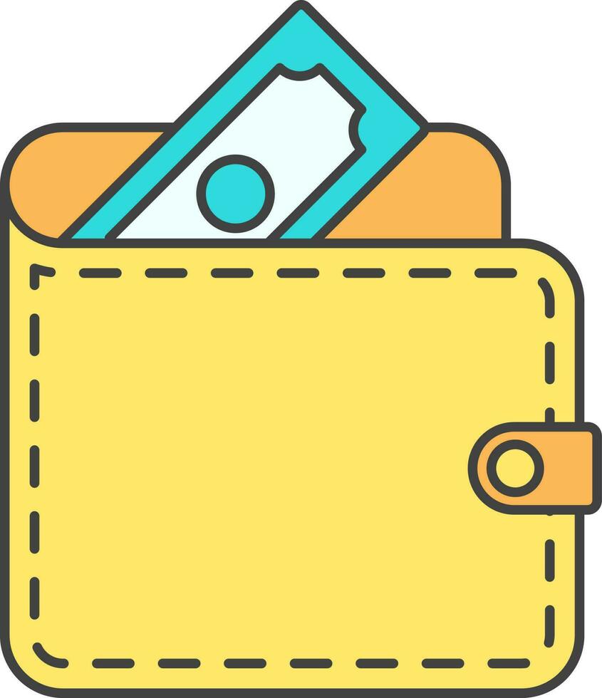 illustration av plånbok ikon i gul och cyan Färg. vektor
